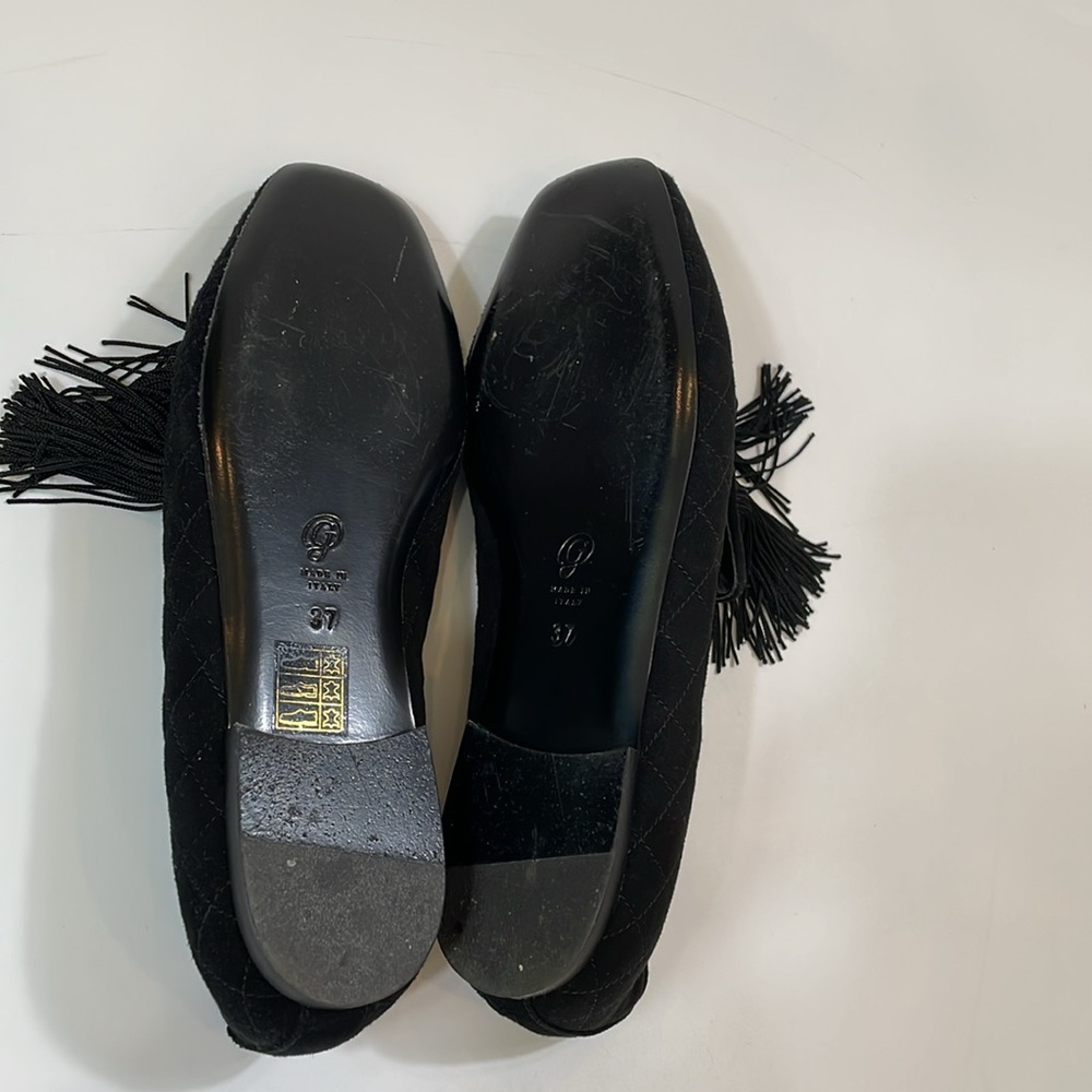 M. Gemi Loafers Flats Size 7 Black Quilted Suede Leather With Tassel EUC - Picture 7 of 10